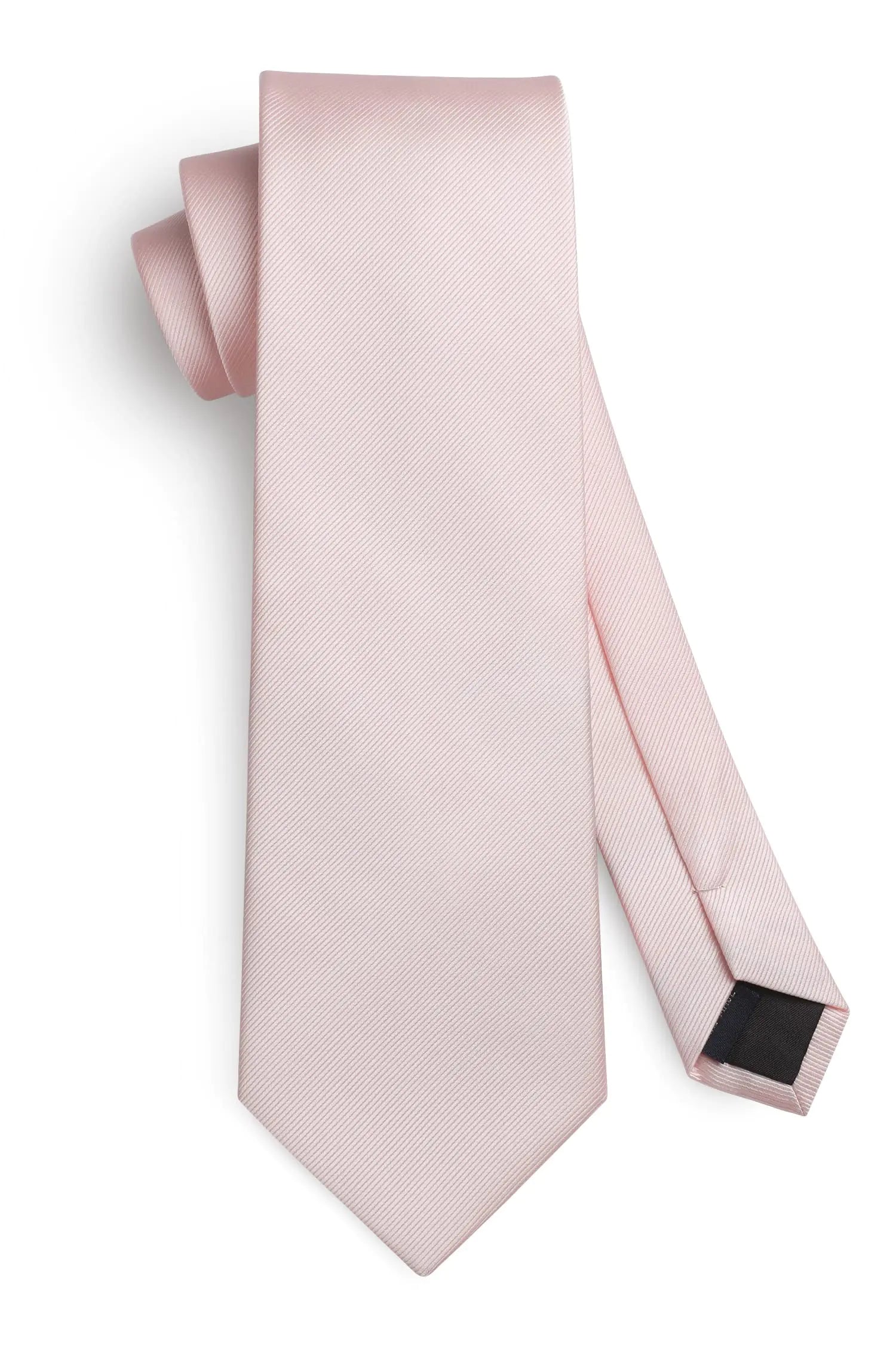 HISDERN Mens Ties Solid Color Ties for Men Formal Necktie with Pocket Square Set Satin Silk Neck Tie Handkerchiefs Set E-pink Blush