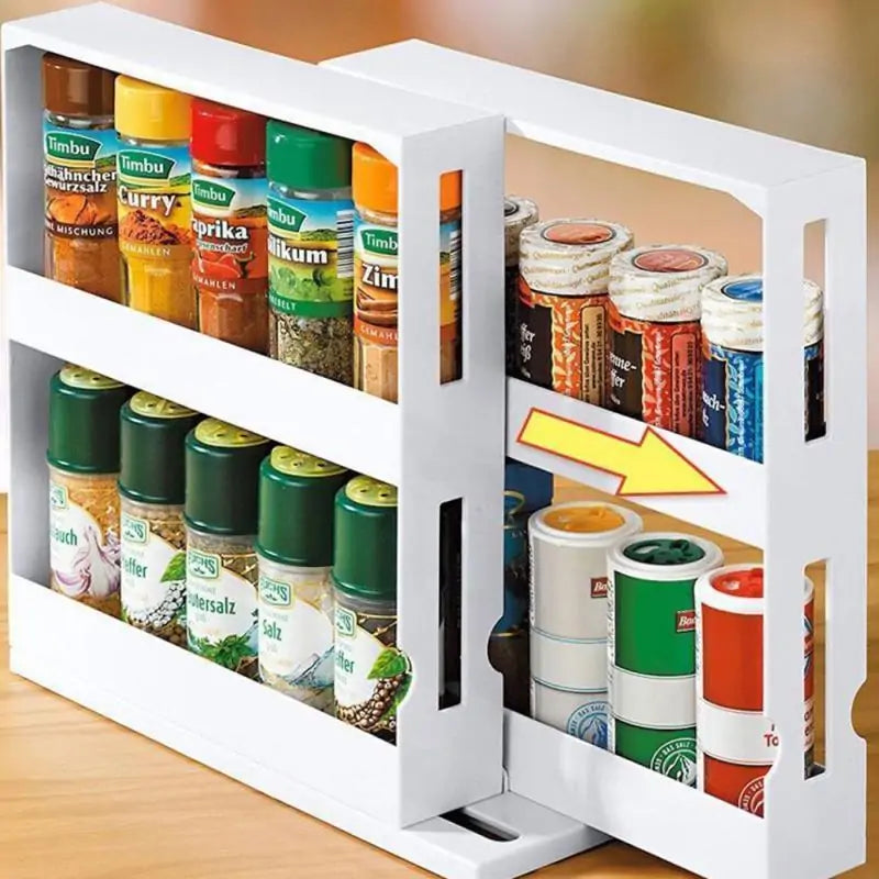 2-layer Rotatable Push-pull Multi-Function Storage Rack