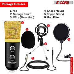 5Core Recording Microphone Podcast Bundle  Professional Condenser Cardioid Mic Kit  w Boom Arm