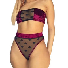 Heart Mesh Velvet Set