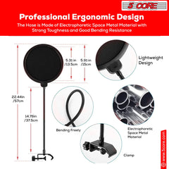 5Core Recording Microphone Podcast Bundle  Professional Condenser Cardioid Mic Kit  w Boom Arm