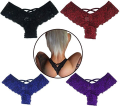 4 Pack Women Sexy Lace Underwear Lingerie Panties G-String Brief Thong Plus Size