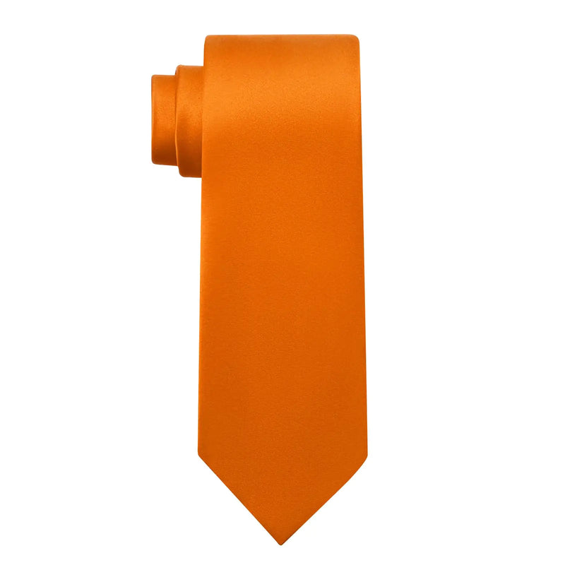 KOOELLE Men's Ties Solid Pure Color Plain Neckties Formal Black Ties For Men 010-orange