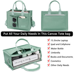 Large Canvas Tote Bag for Women With Pockets,Laptop Crossbody Purses Everything Everyday Bag Handbags for Work Beach Gym Canvs Brisk Green