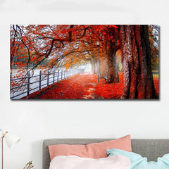 Modern Art Red Forest Landscape Wall Pictures