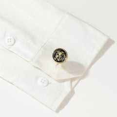 Gold Personalized Round Cufflinks For Men