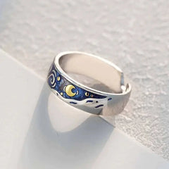 Van Gogh Starry Sky Open Lover Fashion Rings