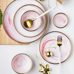 Pink Marbe Dinnerware Dinner Plates