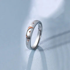 JWER Blue Drop Glaze Sun Moon Couple Rings