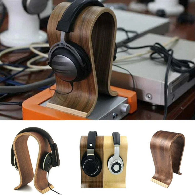 Universal U Shape Wood Headphone Stand Earphone