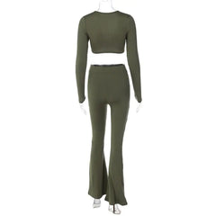 Ribbed Flare Pants Set