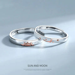 JWER Blue Drop Glaze Sun Moon Couple Rings