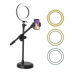 6 inch Ring Light with Cell Phone Stand Adjustable Ringlight Angle  LED Circle Light w Phone Holder