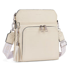 Crossbody Purse for Women,Lightweight Medium Crossbody Bag Soft Leather Women's Shoulder Handbags with Tassel Taupe