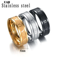 Stainless Steel Roman Numerals Band Rings