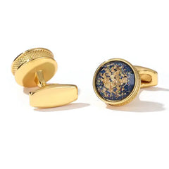 Gold Personalized Round Cufflinks For Men