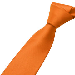 KOOELLE Men's Ties Solid Pure Color Plain Neckties Formal Black Ties For Men 010-orange