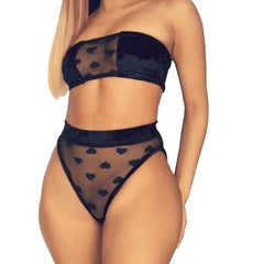 Heart Mesh Velvet Set