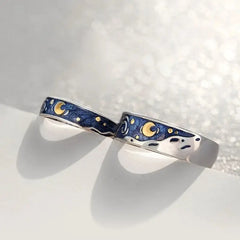 Van Gogh Starry Sky Open Lover Fashion Rings