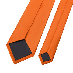 KOOELLE Men's Ties Solid Pure Color Plain Neckties Formal Black Ties For Men 010-orange