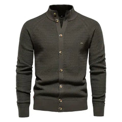 Button Mock Neck Men's Cardigan